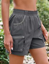 luvamia Hiking Shorts for Women Elastic Waist Pull On Quick Dry Zipper Pockets Lightweight Camping 5" Inseam Cargo Shorts