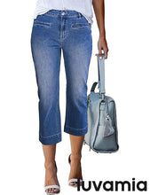 luvamia Capri Jeans for Women High Waisted Slim Straight Stretchy Denim Capris Pants Welt Pockets Casual Cropped Jeans