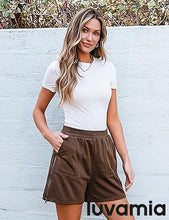 LUVAMIA Women's High Waist Elastic Waistband Shorts Regular Comfort Silhouette