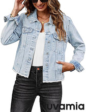 luvamia Women's Basic Button Down Stretch Fitted Long Sleeves Denim Jean Jacket