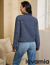 LUVAMIA Casual Western Denim Jacket Women Button Front Long Sleeve Vintage with Functional Pockets