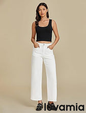 LUVAMIA Women's 5-Pocket Denim High Waist Retro Wide Leg Jean Styles