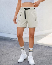 luvamia Cargo Shorts for Women Mid Thigh High Rise Lightweight Quick Dry Hiking Shorts Women Zipper Pockets with Belt