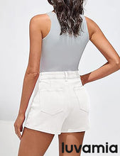 LUVAMIA Denim Skorts for Woman Cargo Faux Wrap Jean Skort Skirts Stretchy High Waisted Skirt Shorts