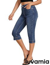 LUVAMIA Women Skinny Capri High Rise Denim Stretch Cropped Jeans