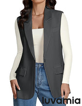 luvamia Women's sleeveless business style lapel vest jacket