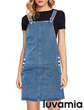 luvamia Women's Casual Straps Denim Overall Pinafore Dress with Pocket