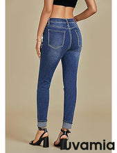 LUVAMIA Women's Full Length High Waist Skinny Fit Denim Slight Stretch Slim Jeans