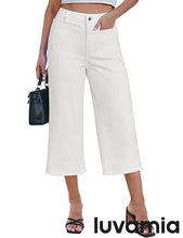 LUVAMIA Women's Comfy Denim High Waist Vintage Wide Leg Capri Jeans