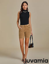 LUVAMIA Women's Denim Elastic Waist Walkshorts with Pockets
