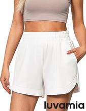 LUVAMIA Women's Brief High-Waisted Elastic-Waist Athletic Wide-Leg Shorts