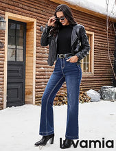 luvamia Flare Jeans for Women Thin Fleece Lined High Waisted Wide Leg Trendy Fall Stretchy Denim Pants Trouser Jeans