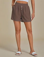 2025 Women's Relaxed Lightweight Shorts with Elastic Waistband and Front Button