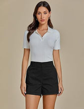 LUVAMIA Women's High Waisted Lightweight Quick Dry Relaxed Fit Shorts Summer Folded Hem.