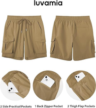 luvamia Hiking Shorts for Women High Waisted Pull On Cargo Casual Golf Water Resistant 7 Inch Inseam Mid Thigh Shorts