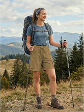 luvamia Hiking Shorts for Women High Waisted Pull On Cargo Casual Golf Water Resistant 7 Inch Inseam Mid Thigh Shorts