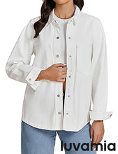 LUVAMIA Women's Relaxed Fit  Denim Slim Regular Pocket Jean Jacket Coat