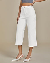 LUVAMIA Women's Comfy Denim High Waist Vintage Wide Leg Capri Jeans
