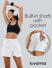 LUVAMIA Women's Active Breathable High Waisted Regular Relaxed Fit Shorts Skort.