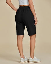 LUVAMIA Bermuda Shorts for Women's Knee Length Casual Lightweight Breathable Summer High Waisted Knee Length Shorts
