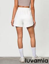 LUVAMIA Women's Brief High-Waisted Elastic-Waist Athletic Wide-Leg Shorts