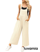 luvamia Jumpsuits for Women Casual Loose Wide Leg Boho Overall Jumpsuit Baggy Summer Outfits with Pockets Bib Overalls