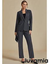 LUVAMIA Women's Blazer Set Business Casual Full Fit Blazer Jackets and Straight Pant Suits with Pockets