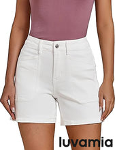 Women's Denim Mid Waist Shorts Regular Fit Summer Pocket Walkshorts