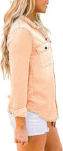 luvamia Women Chambray Jean Western Shirts Long Sleeve Button Down Denim Shirt Tops