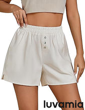 2025 Women's Relaxed Lightweight Shorts with Elastic Waistband and Front Button