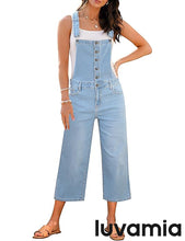 LUVAMIA Women Sleeveless Adjustable Strap One Piece Casual Denim Harem Overall
