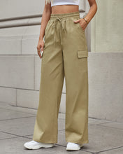 GRAPENT Womens Cargo Pants Wide Leg Baggy High Rise Pull On Elastic Waist Stretch Loose Pants with Pocket 90s Outfit Y2K