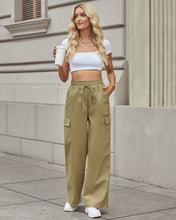 GRAPENT Womens Cargo Pants Wide Leg Baggy High Rise Pull On Elastic Waist Stretch Loose Pants with Pocket 90s Outfit Y2K