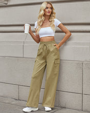 GRAPENT Womens Cargo Pants Wide Leg Baggy High Rise Pull On Elastic Waist Stretch Loose Pants with Pocket 90s Outfit Y2K
