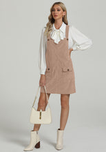luvamia Corduroy Overall Dress for Women Adjustable Straps Casual Fashion Overalls Pinafore Short Dresses with Pockets
