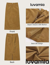 LUVAMIA 2025 Fall Winter Women's Corduroy Midi Skirt - High Waist Elastic Waistband Comfort Casual Solid Color Skirt
