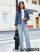 LUVAMIA Women's Wide-leg Jeans High Waist Fashion Jeans Trousers Jeans Versatile Commuter Style