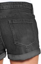 luvamia Women's Ripped Denim Jean Shorts Mid Rise Stretchy Folded Hem Short Jeans