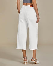 LUVAMIA Women's Comfy Denim High Waist Vintage Wide Leg Capri Jeans