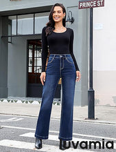 luvamia Flare Jeans for Women Thin Fleece Lined High Waisted Wide Leg Trendy Fall Stretchy Denim Pants Trouser Jeans