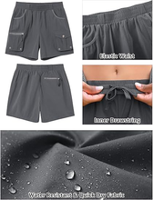 luvamia Hiking Shorts for Women Elastic Waist Pull On Quick Dry Zipper Pockets Lightweight Camping 5" Inseam Cargo Shorts