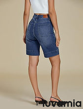 LUVAMIA Women's Knee-Length Bermuda Summer Denim Shorts Barely Shorts