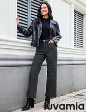 luvamia Wide Leg Jeans Woman Trendy High Waisted Leopard Cheetah Print Ankle Length Stretchy Denim Pants with Pockets