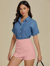 LUVAMIA Women's Slim Fit Pleated Denim Unlined Irregular Retro High Waisted Skorts