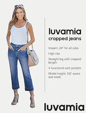 luvamia Capri Jeans for Women High Waisted Slim Straight Stretchy Denim Capris Pants Welt Pockets Casual Cropped Jeans