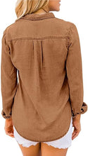 luvamia Women Chambray Jean Western Shirts Long Sleeve Button Down Denim Shirt Tops