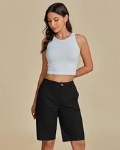 LUVAMIA Bermuda Shorts for Women's Knee Length Casual Lightweight Breathable Summer High Waisted Knee Length Shorts