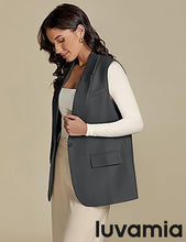 luvamia Women's sleeveless business style lapel vest jacket