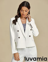 LUVAMIA Women Suit Jacket Double-Breasted Business Casual Long Sleeve Suiting Blazers