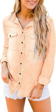 luvamia Women Chambray Jean Western Shirts Long Sleeve Button Down Denim Shirt Tops